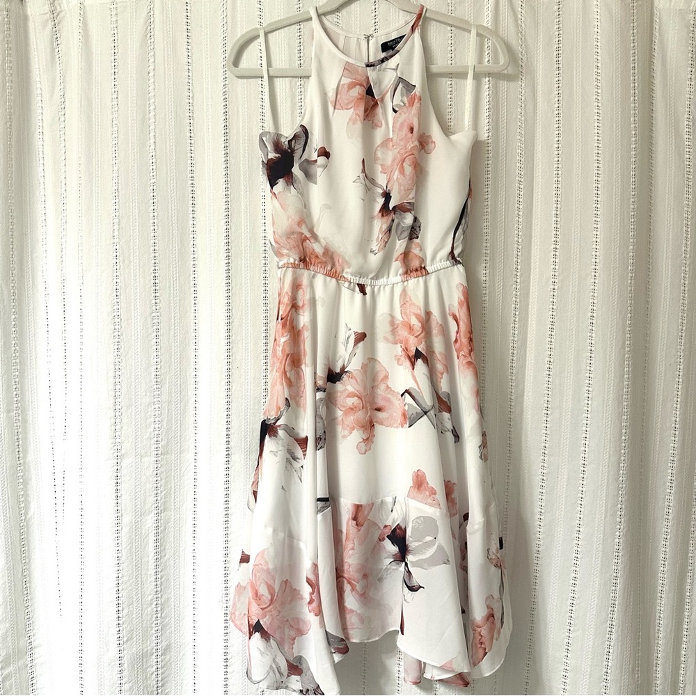 White House Black Market Pink Floral High Low Dress